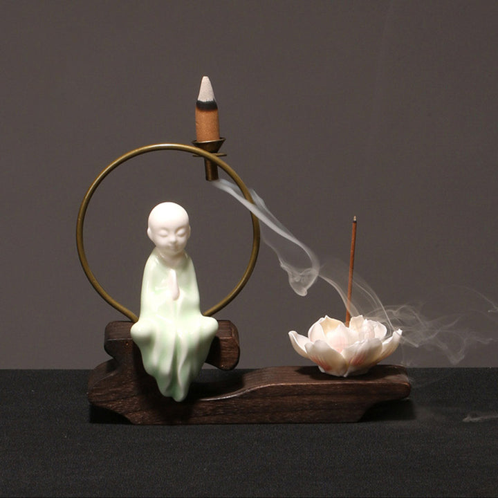 Buddha Stones陶器 蓮 癒し 瞑想 香炉 装飾