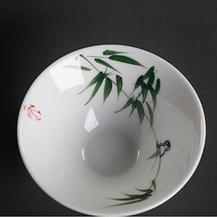 Buddha Stonesヴィンテージ 梅 蘭 竹 菊 蓮 鯉 陶器 ティーカップ カンフー ティーカップ