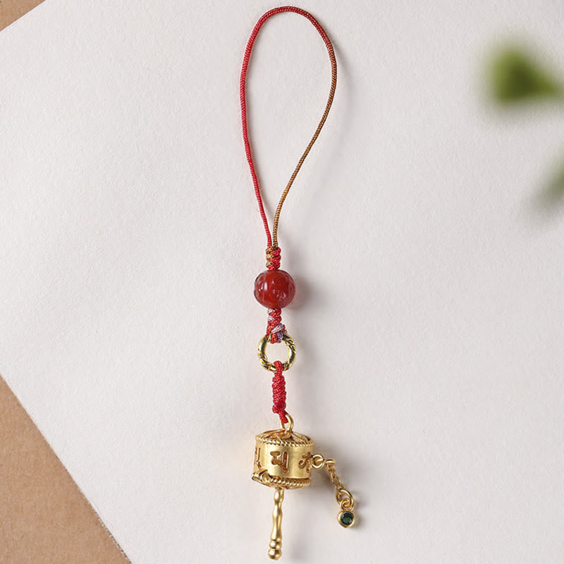 Buddha StonesチベットOm Mani Padme Hum祈りの輪 お守り 護符 携帯電話吊り下げ装飾
