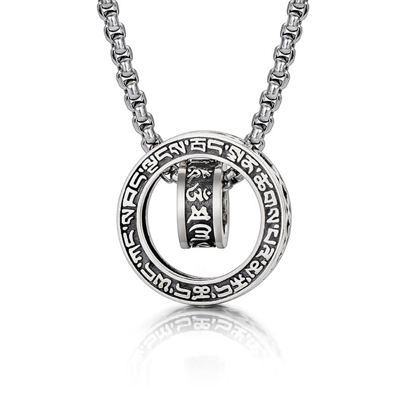 Buddha Stonesチベットオーム・マニ・パドメ・フム彫刻 平和 純粋 チェーン ネックレス ペンダント - オーム・マニ・パドメ・フム(ラブ♥フォーカス) - image 1