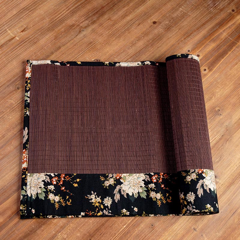 Buddha Stonesヴィンテージ 牡丹の花 竹製 カップマット パッド ティーカップ コースター カンフー ティーマット