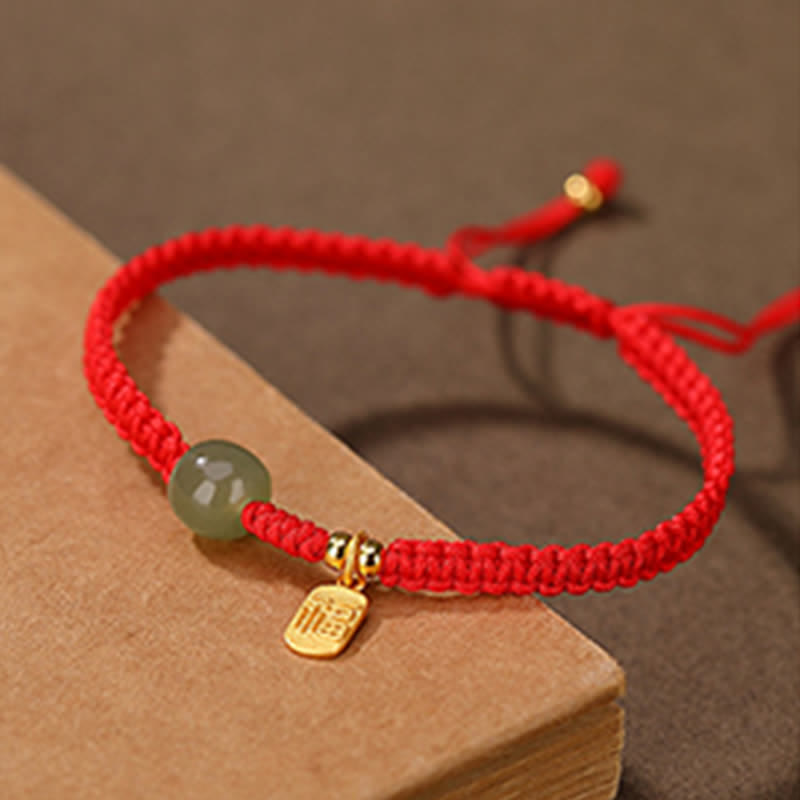 Buddha Stones925 スターリングシルバー 和田翡翠 祝福 富 赤い紐 ブレスレット