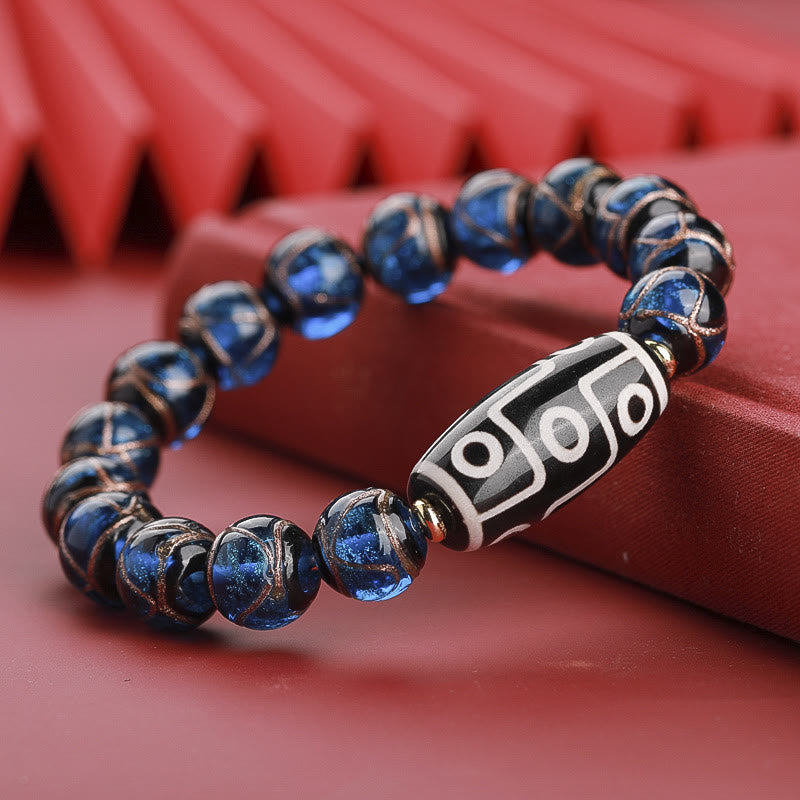 Buddha Stonesチベット九眼珠三眼珠琉璃ガラス玉富のブレスレット
