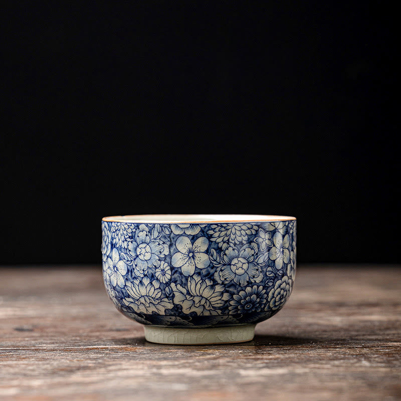 Buddha Stonesヴィンテージ 蓮 牡丹 梅 菊 陶器 ティーカップ ティーカップ