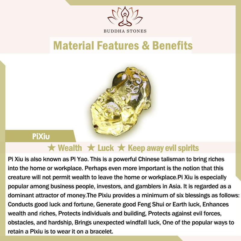 Buddha Stones天然シトリンPiXiu富守護ブレスレット