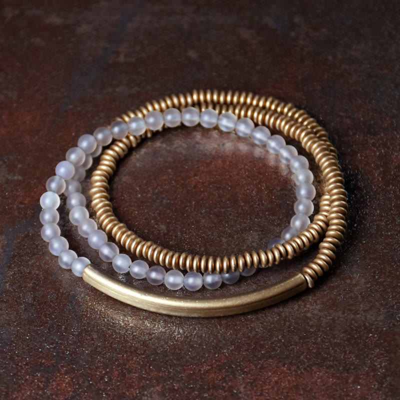 Buddha Stonesチベット瑪瑙石 銅製 守護 トリプルラップブレスレット