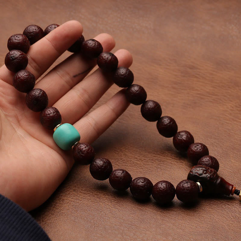 Buddha Stonesチベット菩提樹 シードアゲート ビーズ 幸運 富 タッセルチャーム リストMala