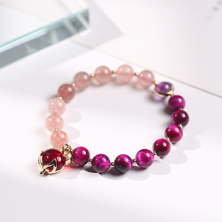 Buddha Stones天然ストロベリークォーツPiXiu愛ブレスレット