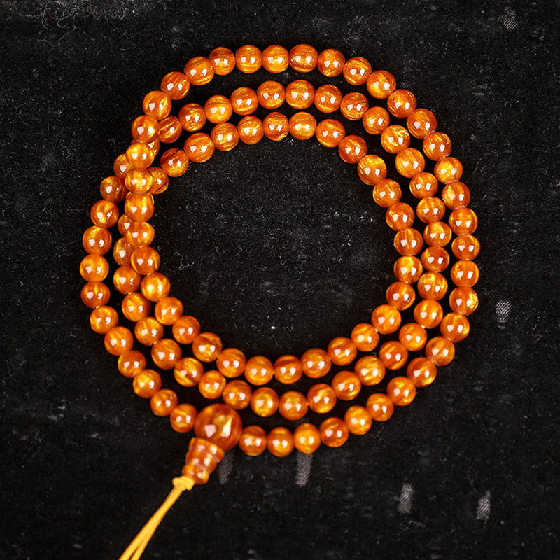 Buddha Stones黄金の海柳 成功のポジティブなブレスレットMala