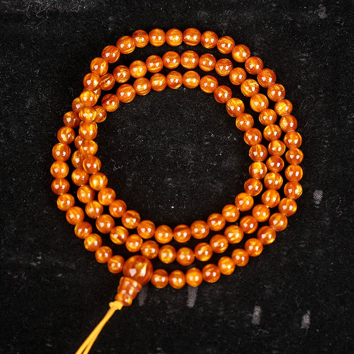 Buddha Stones黄金の海柳 成功のポジティブなブレスレットMala