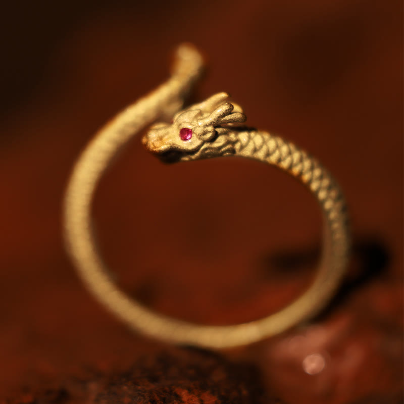 Buddha Stones925スターリングシルバー ヴィンテージ 龍年 幸運 保護 強さ 調節可能リング - image 3