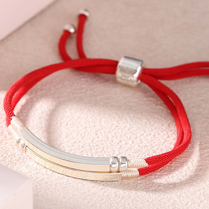 Buddha Stones925 スターリングシルバー レッドストリング レイヤードブレイドブレスレット