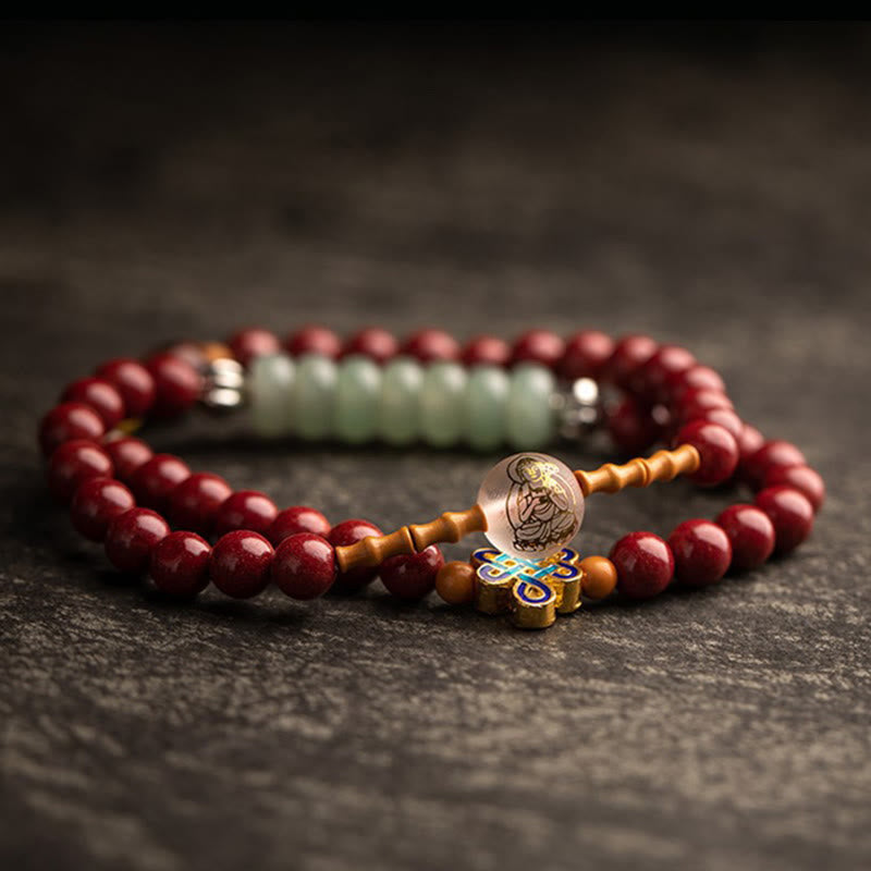 Buddha Stones十二支誕生仏赤瑪瑙小葉紫檀辰砂 お守り 祝福 ダブルラップブレスレット