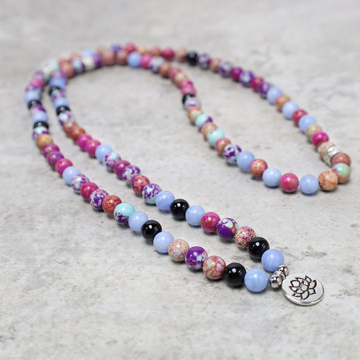 Buddha Stones天然紫ミャオ石 蓮のMala