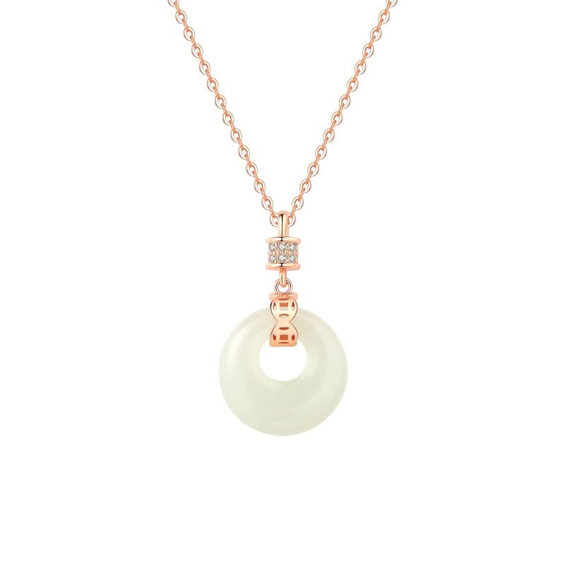 Buddha Stones 925スターリングシルバー 和田白翡翠コインフラワー 平和バックル 幸運ネックレスペンダント