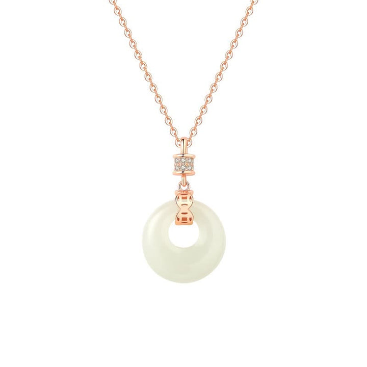 Buddha Stones 925スターリングシルバー 和田白翡翠コインフラワー 平和バックル 幸運ネックレスペンダント