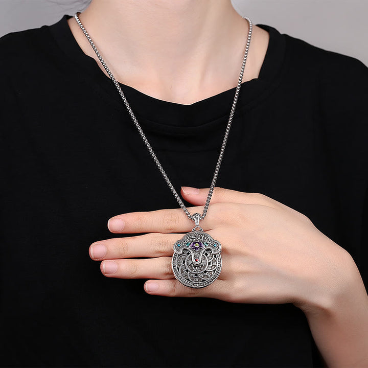 Buddha Stones牡丹の花銅貨富のネックレスペンダント