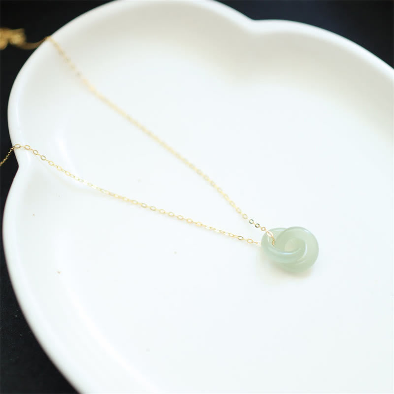 Buddha Stones 925スターリングシルバー 天然ダブルピースバックル ヘタン翡翠 幸運のネックレスペンダント