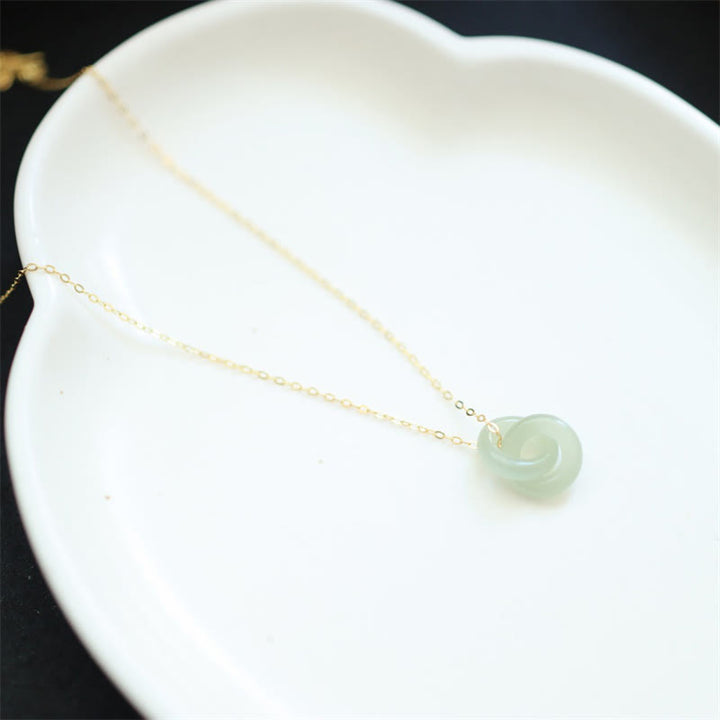 Buddha Stones 925スターリングシルバー 天然ダブルピースバックル ヘタン翡翠 幸運のネックレスペンダント