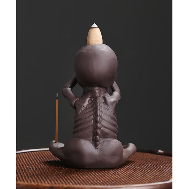 Buddha Stones小さな頭蓋骨 ゴースト 紫粘土 逆流煙噴水 平和香炉 装飾