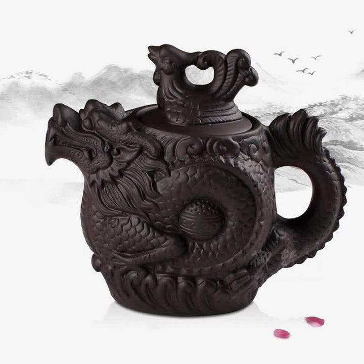 ヴィンテージ ドラゴン フェニックス セラミック ティーポット