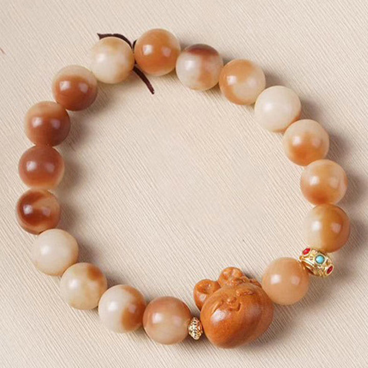 天然Buddha Stones愛らしいウサギの平和ブレスレット