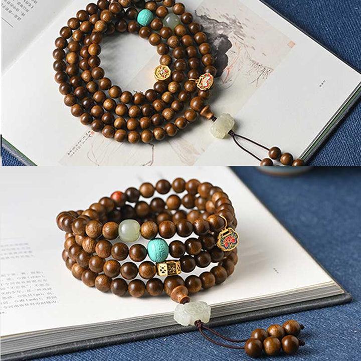 Buddha Stonesチベットローズウッド 保護 静寂 ブレスレットMala