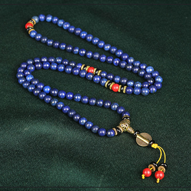 Buddha Stones チベット風マラブレスレット｜ラピスラズリ 癒しと守護のパワーストーン