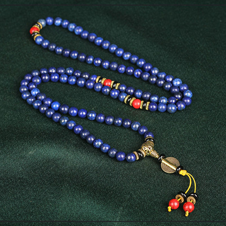Buddha Stones チベット風マラブレスレット｜ラピスラズリ 癒しと守護のパワーストーン