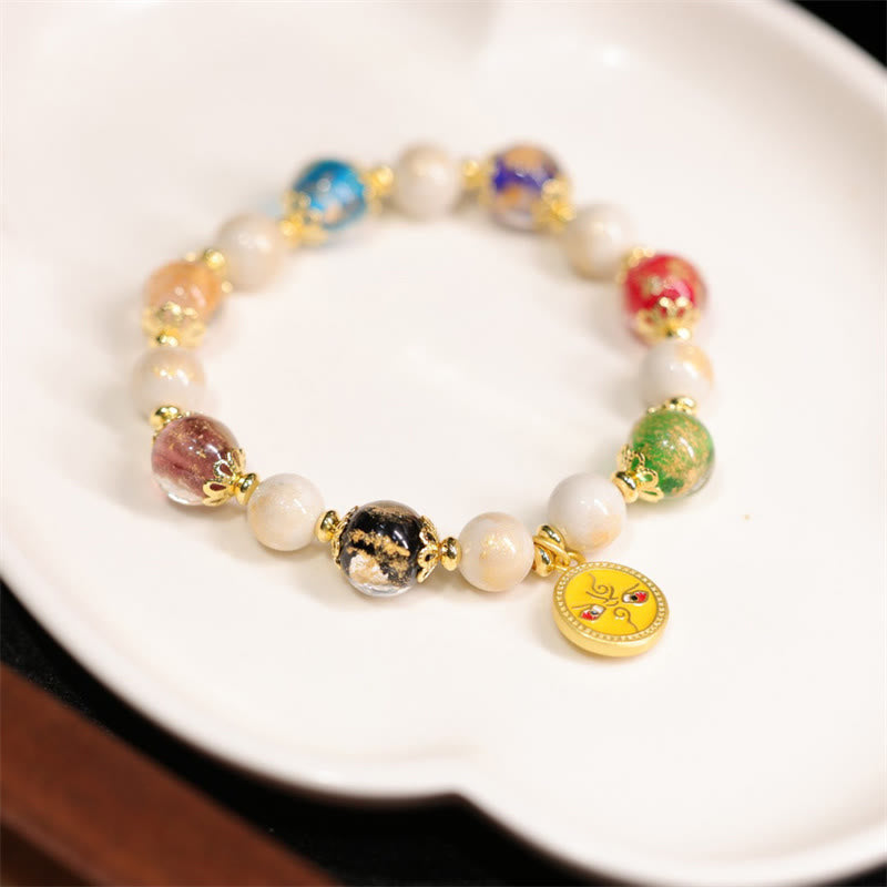 Buddha Stonesチベット五大財神 琉璃 ガラスビーズ 香灰 磁器ビーズ チャームブレスレット