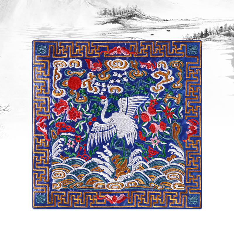 Buddha Stones鳳凰 龍 麒麟 刺繍 カップマットパッド ティーカップコースター スクエア カンフーティーマット