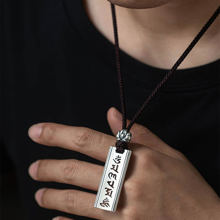 Buddha Stones999スターリングシルバーオーム・マニ・パドメ・フム彫刻入り 蓮の知恵ネックレスペンダント - image 8