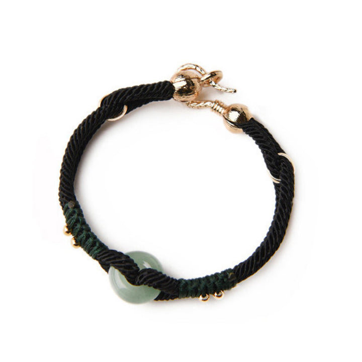 Buddha Stonesチベット翡翠幸運黒ロープカップルブレスレット