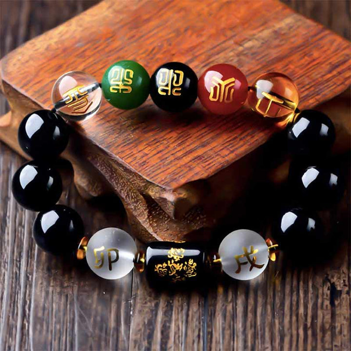 Buddha Stones 黒曜石 十二支 財運 金運 開運 守護 メンズ レディース ブレスレット