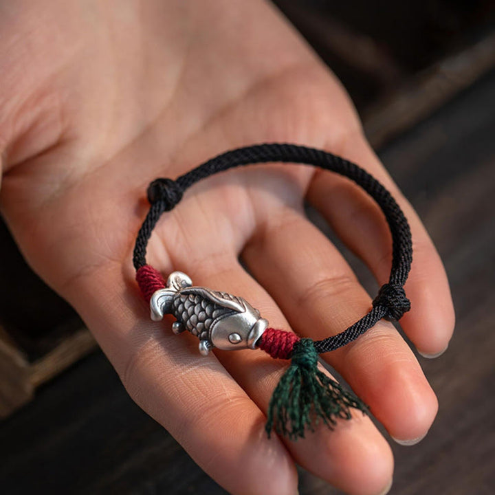 Buddha Stones925スターリングシルバー 幸運の鯉編みブレスレット