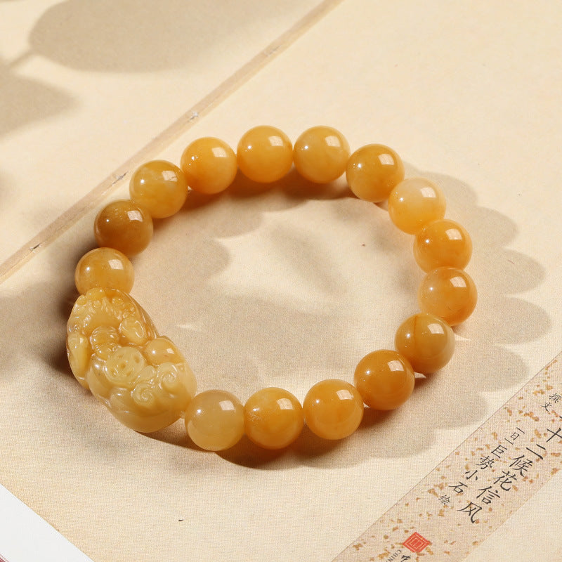 Buddha Stones黄金シルク翡翠PiXiu開運財運ブレスレット