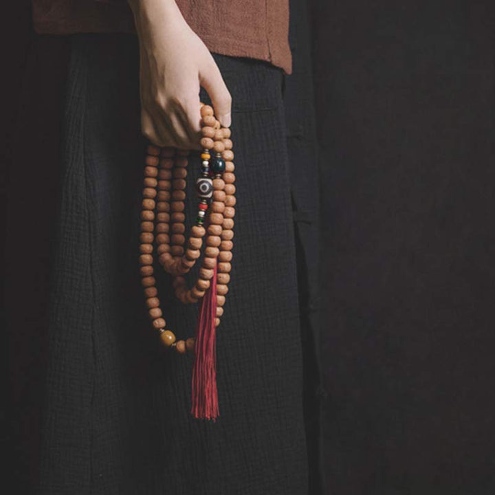 Buddha Stones108 個入りMalaビーズ 菩提樹種 ビーズ 平和 タッセル ブレスレット