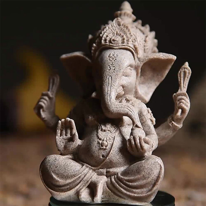Buddha Stonesガネーシャ ガンパティ 象の像 富の祝福 室内装飾