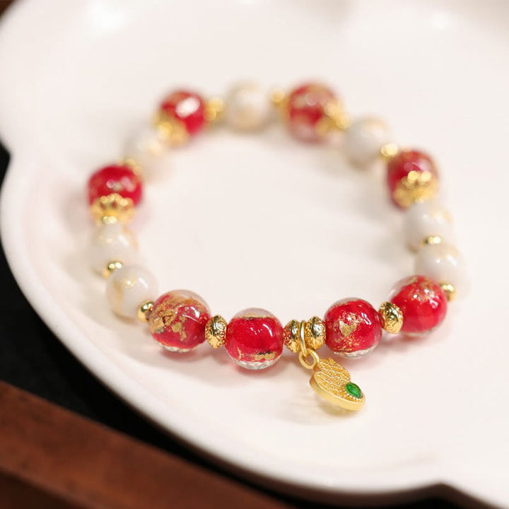 Buddha Stonesひょうたん、富の神、お守り、幸運、琉璃、ガラスビーズ、お香、灰、磁器ビーズブレスレット