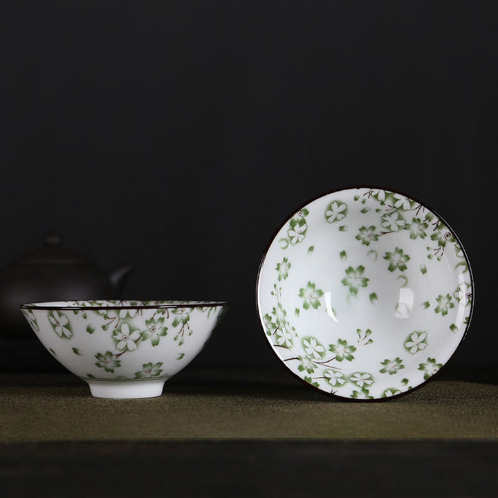 Buddha Stones、花、フーキャラクター、山、蓮、桜、陶器のティーカップ、カンフーティーカップ