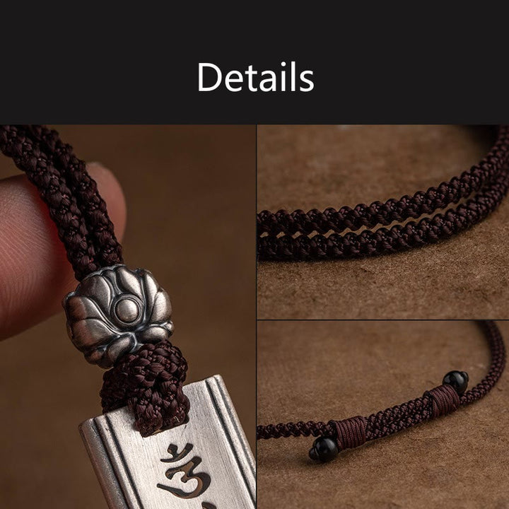 Buddha Stones999スターリングシルバーオーム・マニ・パドメ・フム彫刻入り 蓮の知恵ネックレスペンダント - image 4
