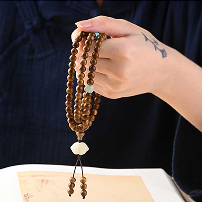 Buddha Stonesチベットローズウッド 保護 静寂 ブレスレットMala