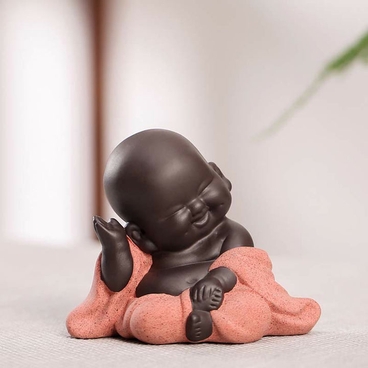 いつも笑顔のBuddha Stones笑う仏 富と幸運 紫粘土 弥勒像 装飾