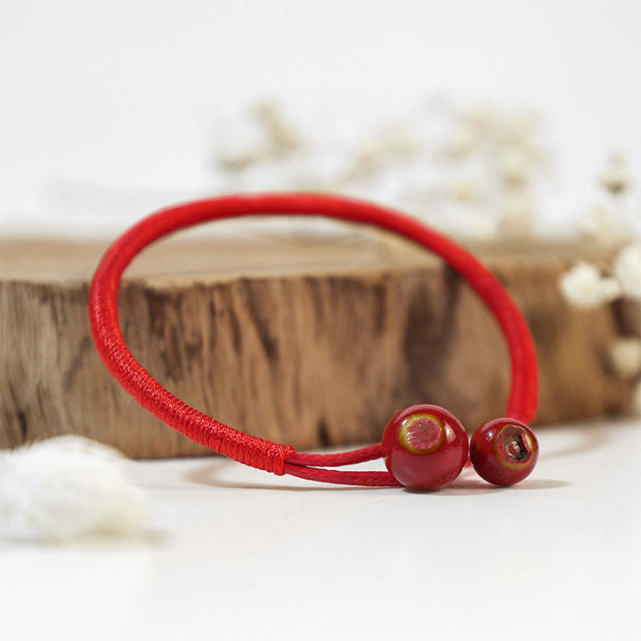 Buddha Stones風水ラッキーレッドストリングセラミックブレスレット
