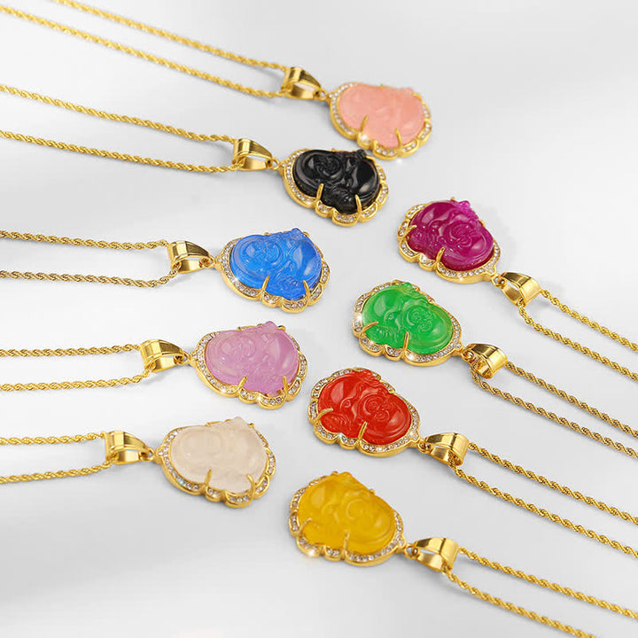 Buddha Stones18K ゴールドフィルド 笑う仏陀 翡翠 幸運のネックレスチェーンペンダント - image 16