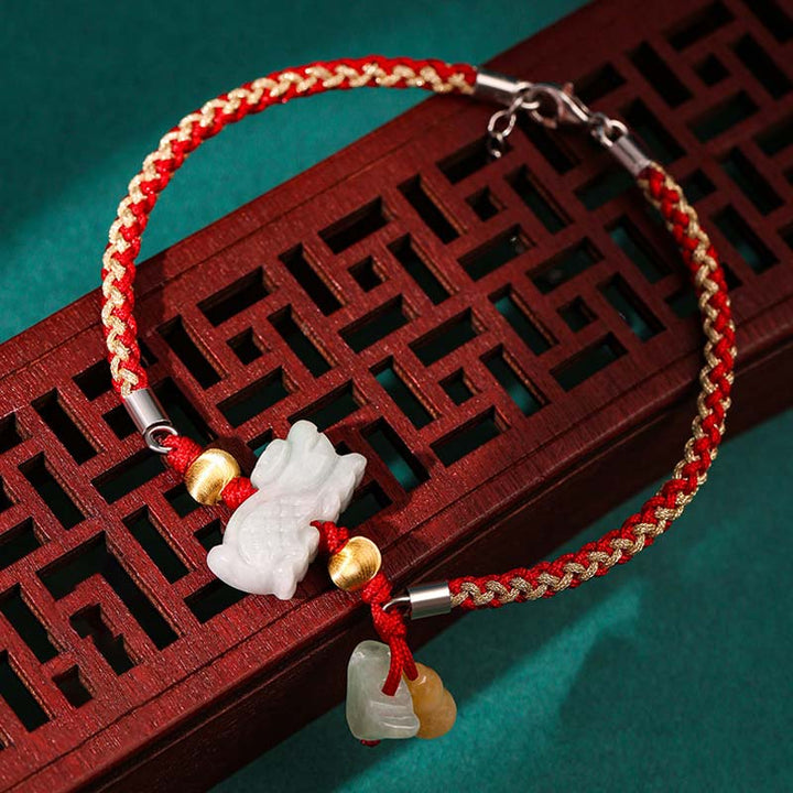 Buddha Stones中国の十二支翡翠 繁栄の赤紐のブレスレット アンクレット - ドラゴン（ブレスレット/アンクレットサイズ19.5+4cm） - image 8