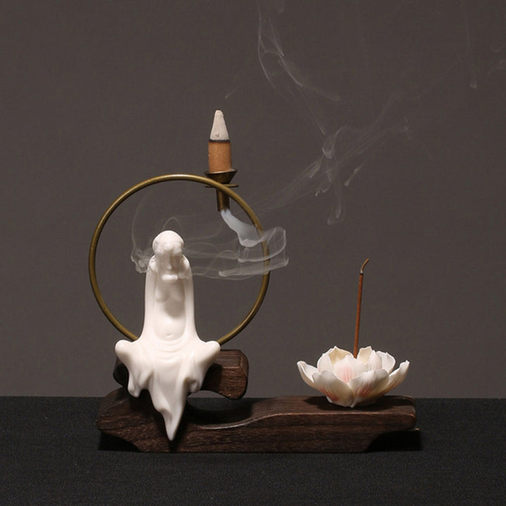 Buddha Stones陶器 蓮 癒し 瞑想 香炉 装飾