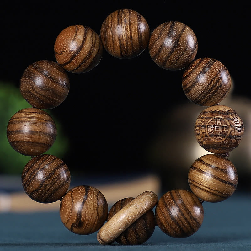 Buddha Stones、十二支、ローズウッド、緑檀、黒檀、銅貨彫刻、落ち着いたブレスレット - image 2