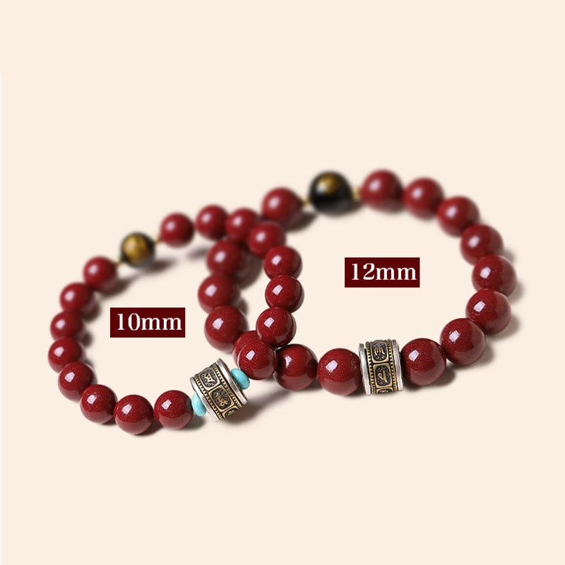Buddha Stones925スターリングシルバー十二支誕生仏辰砂オーム・マニ・パドメ・フムカームブレスレット