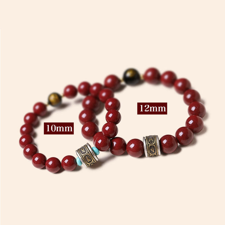 Buddha Stones925スターリングシルバー十二支誕生仏辰砂オーム・マニ・パドメ・フムカームブレスレット